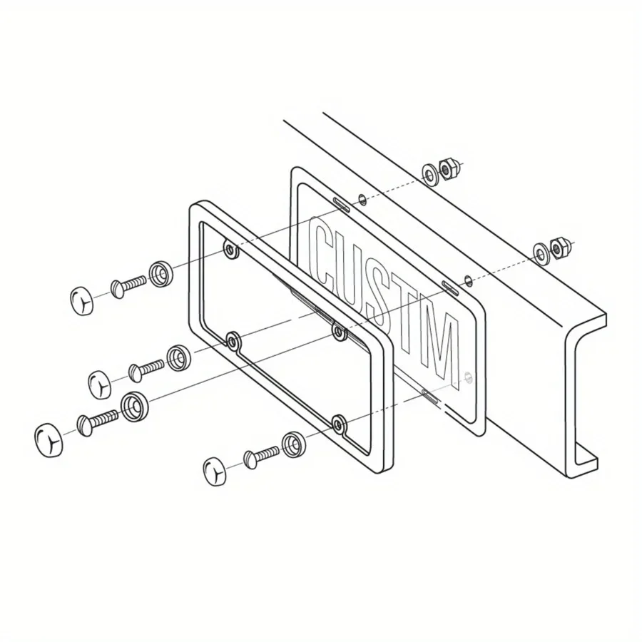 إطار لوحة ترخيص معدني أسود لامع مرصع بأحجار الراين وآمن لغسيل السيارات. الحجم القياسي