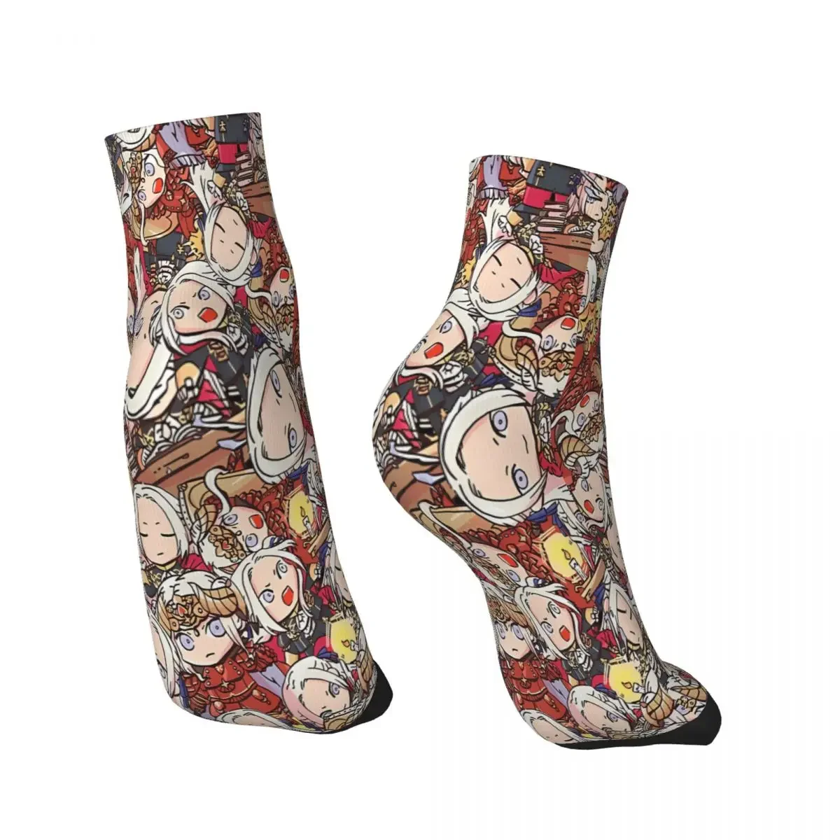 Fire Emblem Three Houses Chibi Edelgard Collage Japanese Ankle Socks Male Mens Women Autumn Stockings Polyester