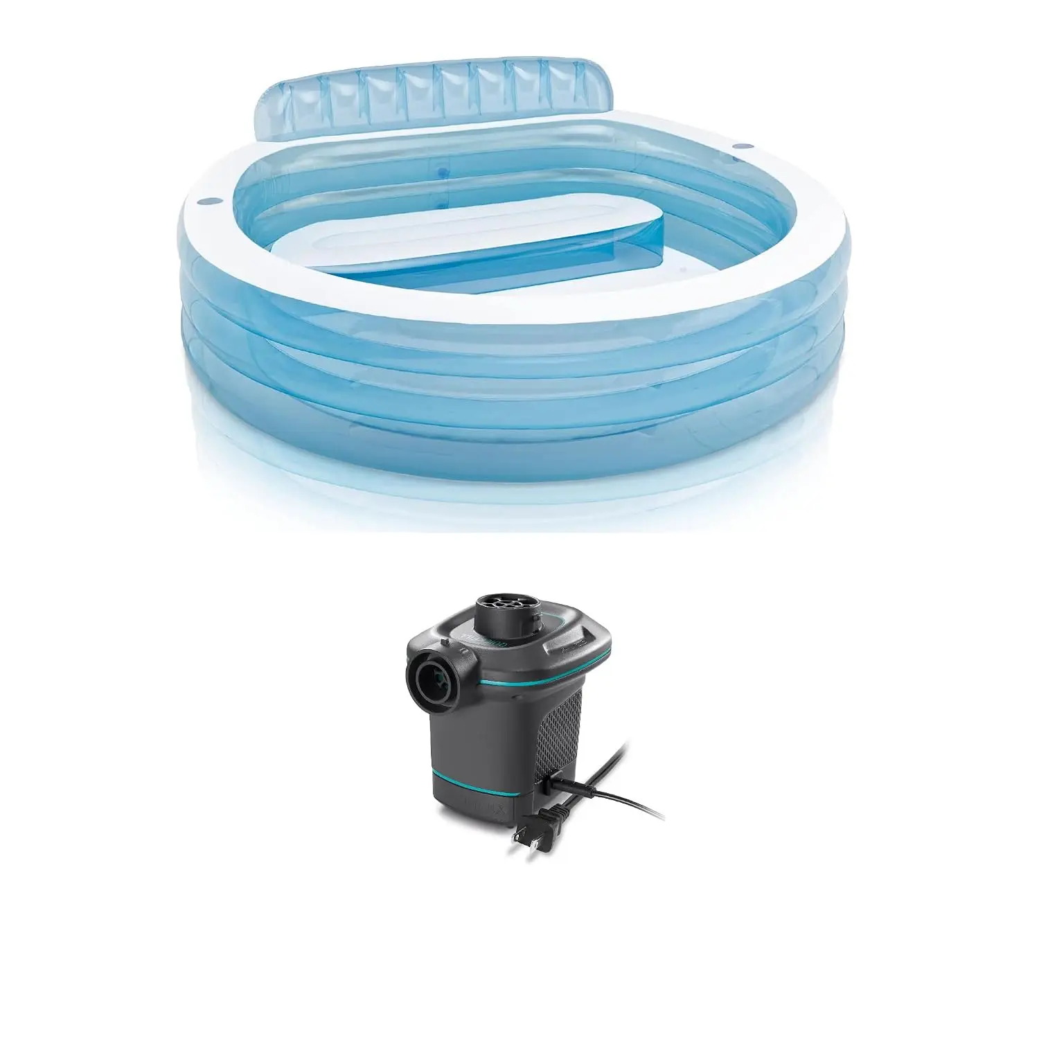 Swim Center Inflatable Family Lounge Pool: Built-In Bench – Cup Holder – 156 Gallon Capacity – 90