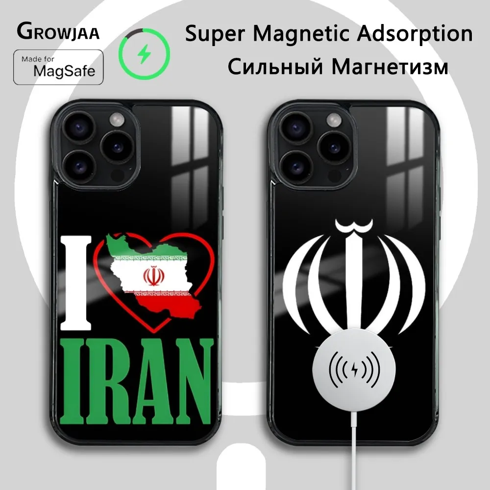 

I-Iran flag Phone Case For iPhone 16 15 14 13 12 11 Pro Max Plus Mini Magsafe Mirror Wireless Magnetic Cover