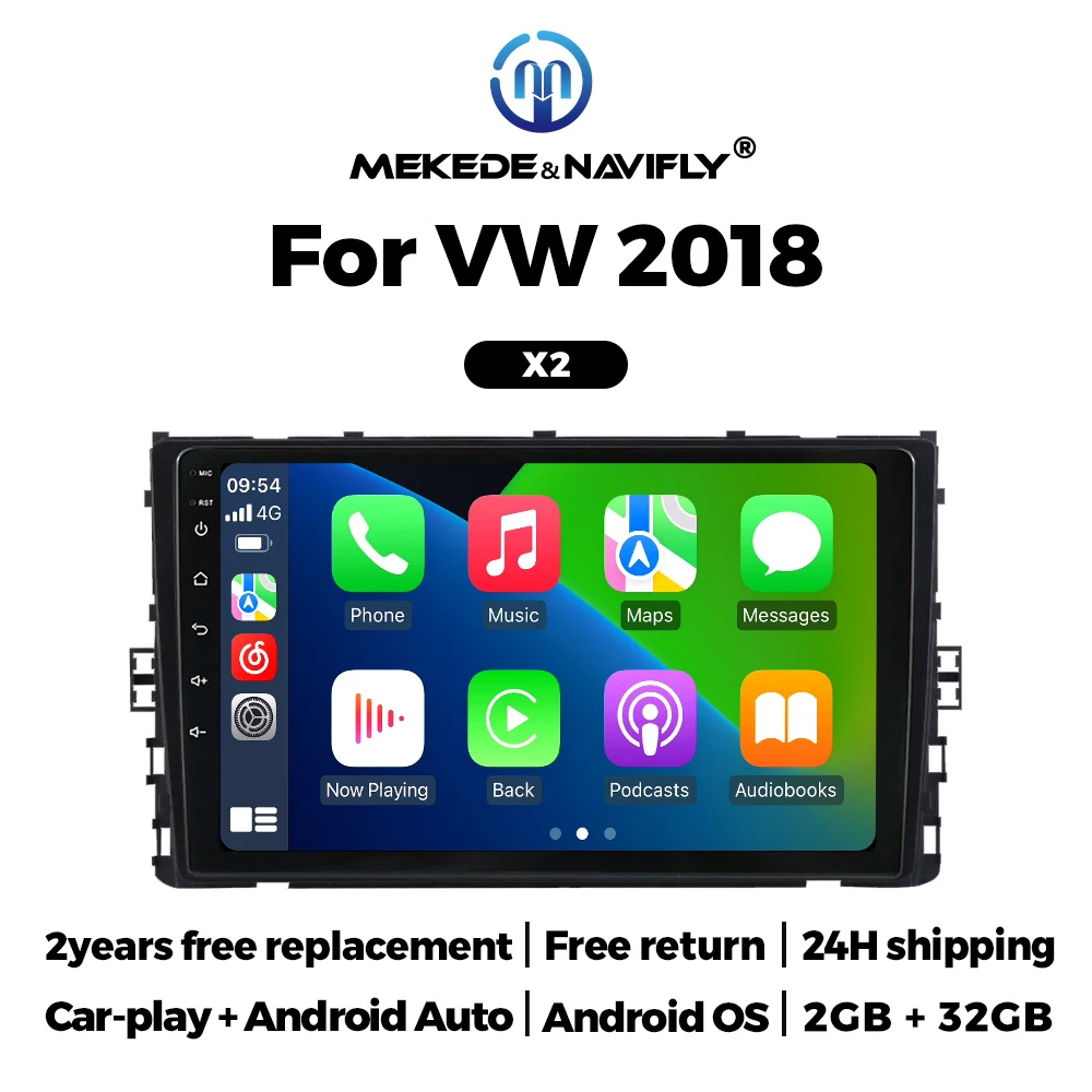 NaviFly 2Din Wireless Carplay Android Auto Car Radio For VW 2018 Multimedia Player BT WIFI IPS GPS Navigation RDS FM Autoradio