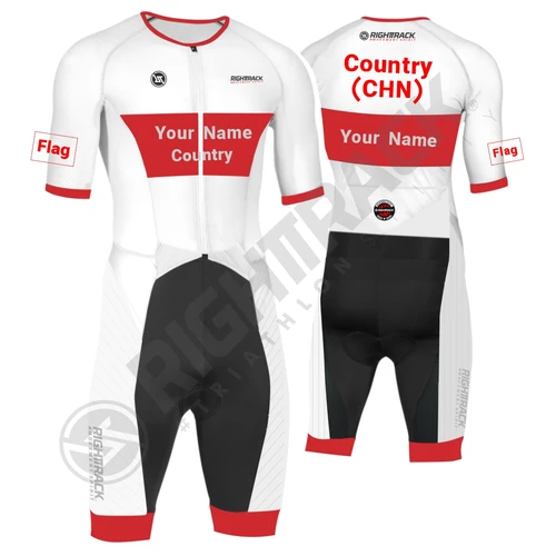 Traje de triatlón con bandera y nombre personalizado para hombre, traje de triatlón, RIGHTTRACK, natación, ciclismo, correr, ropa de competición