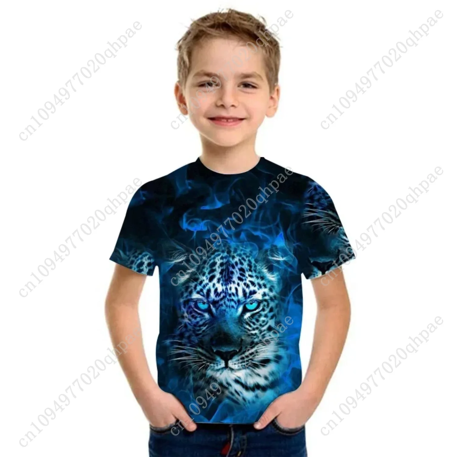 مضحك القرد الوجه تي شيرت للأطفال تي شيرت كامل لصبي الصيف قصيرة الأكمام المحملة ملابس الأطفال موضة فتاة تي شيرت #3