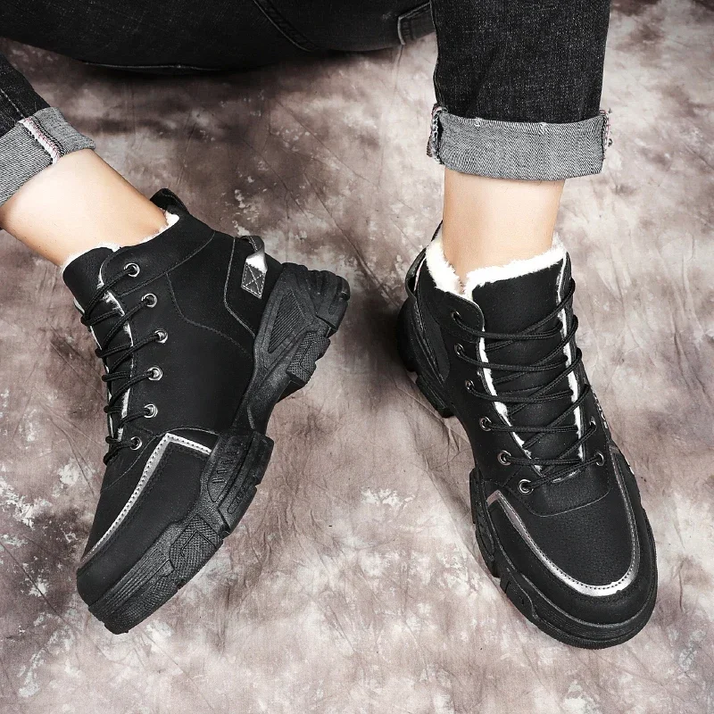 Winter Warm Fleece Versatile Sports Footwear Outdoor Hiking Mountain Climbing Shoes Men's High-Top Shoes Casual Snow Boots