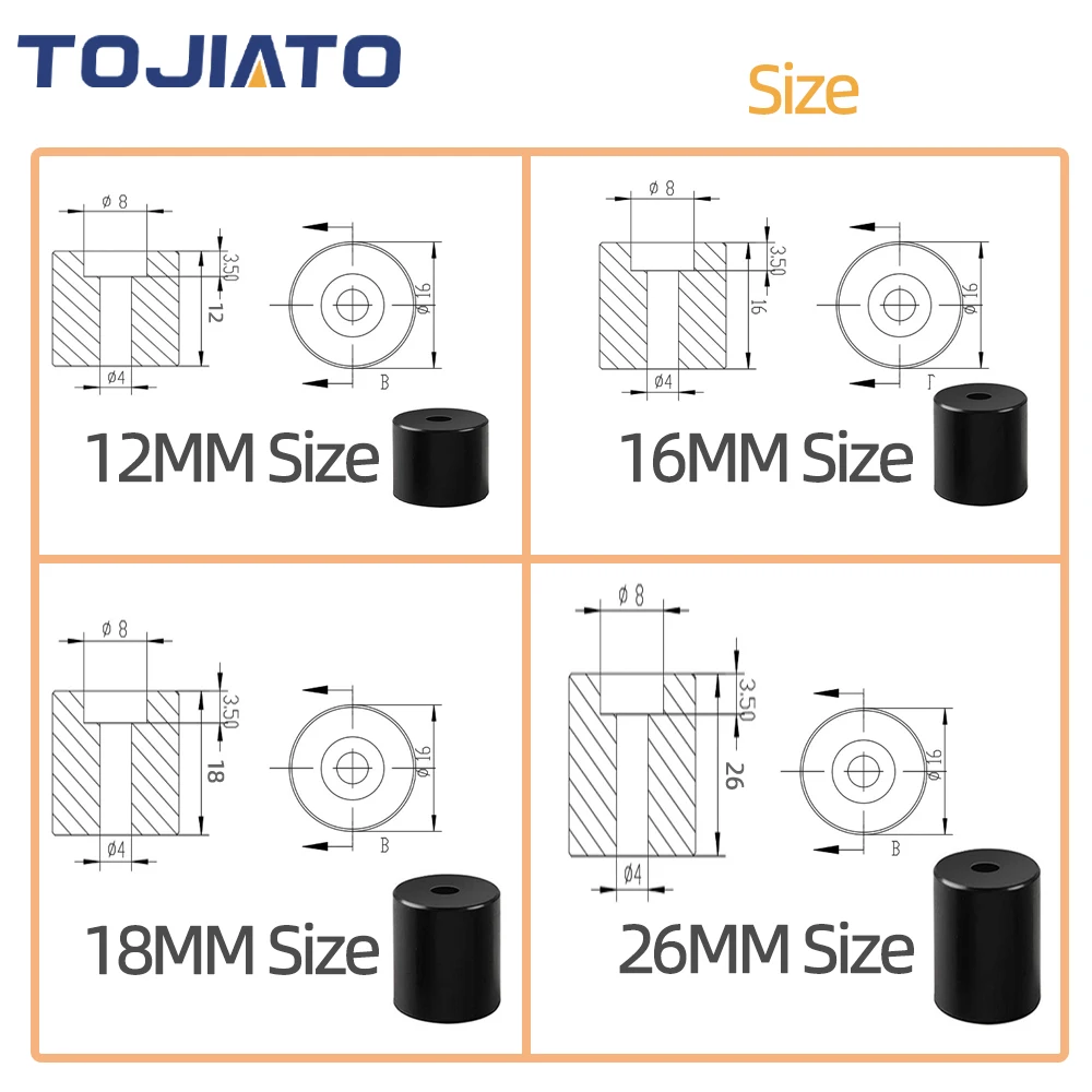 1-6set Heißer Bett Nivellierung Spalte Silikon Solide Spacer Plattform Leveler Für CR10/ CR10S CR-X Ende-3 ELEGOO Kobra 3D Drucker Teile – Detail 1