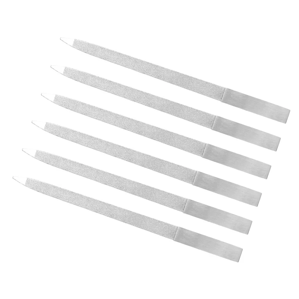 6개 휴대용 손톱 파일 스테인리스 스틸 양면 샌딩 도구 여행 출장용 손톱 발톱용