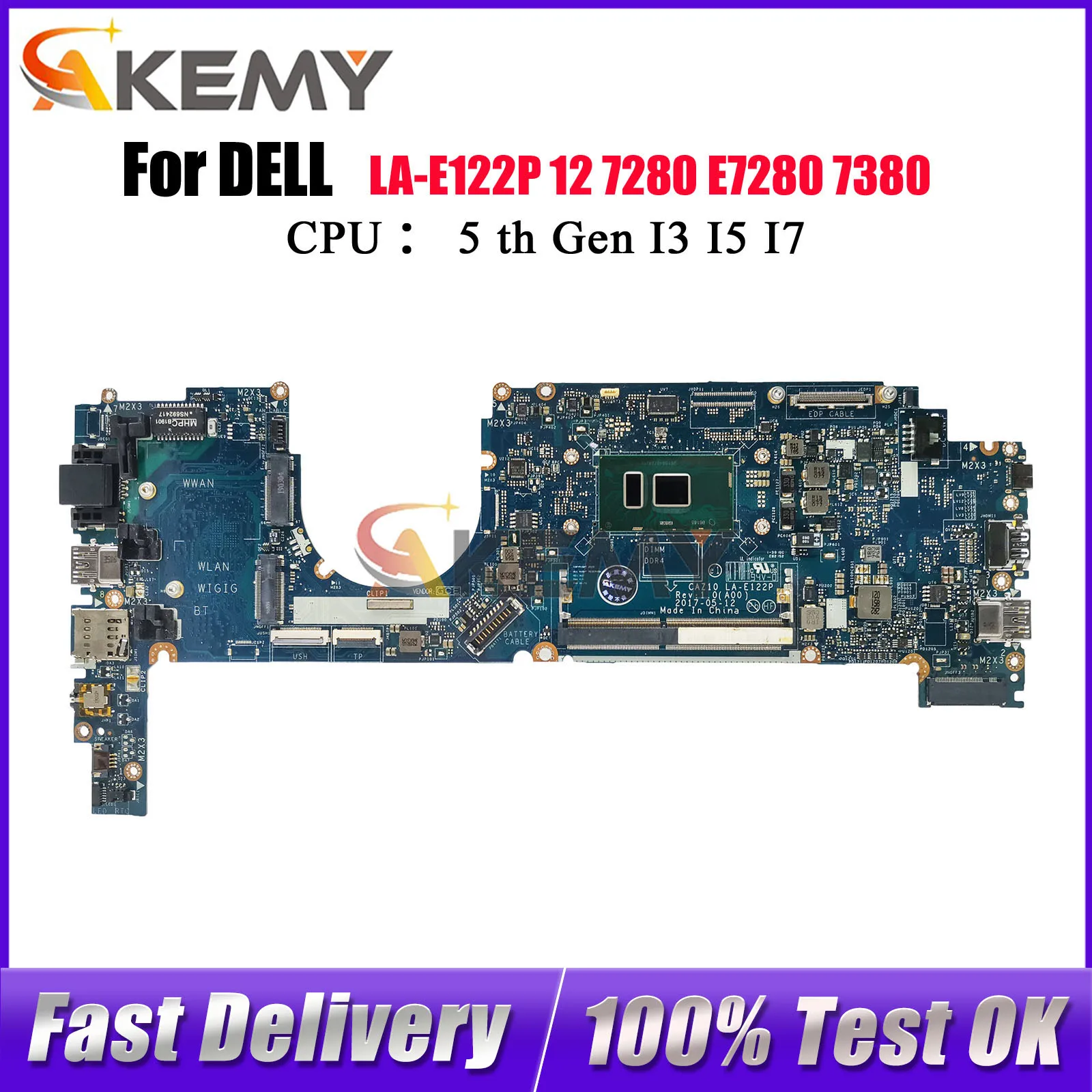 

Материнская плата для ноутбука Dell Latitude 7280 LA-E121P LA-E122P с процессором i5 i7 6/7 0R5YF6 0HP2CR 0Y044T 0NYJY5, 100% полностью протестировано