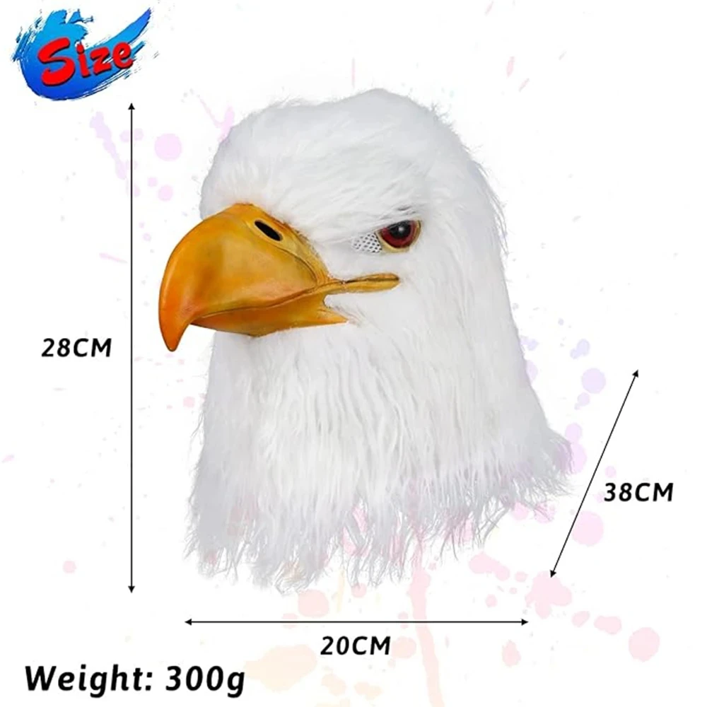 White Black Eagle Mask Cosplay Funny Animal Full Head Helmet Horror Hawk Bird Head Latex Masks Halloween Carnival Party Props