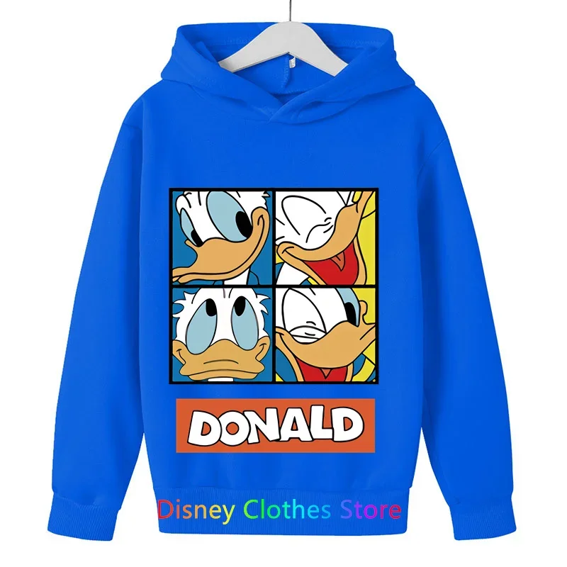 Sweatshirt Children\'s hoodie Cartoon print Mickey Donald Duck Children\'s sportswear Boys Girls hooded crewneck graffiti top