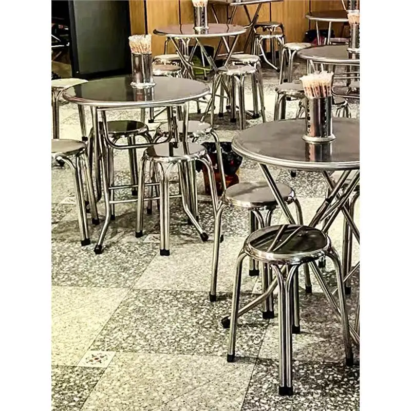 

Складной стол из нержавеющей стали в индустриальном стиле, интернет-знаменитости, ресторан, обеденный стол, простой семейный ресторан, еда