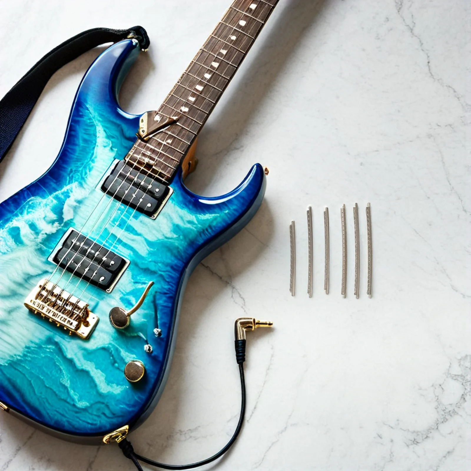 

48Pcs Electric Guitar Fret Wire Set 2.4mm Thickness for Fingerboard Repair Replacement Parts Upgraded Tone Clarity Bright Sound