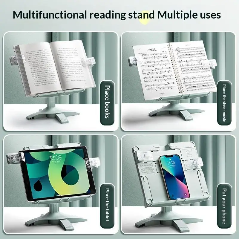 

[k]Adjustable Book Stand For Reading Multifunctional Lifting Landing Reading Bookshelf Stand Foldable Desktop Books Holder