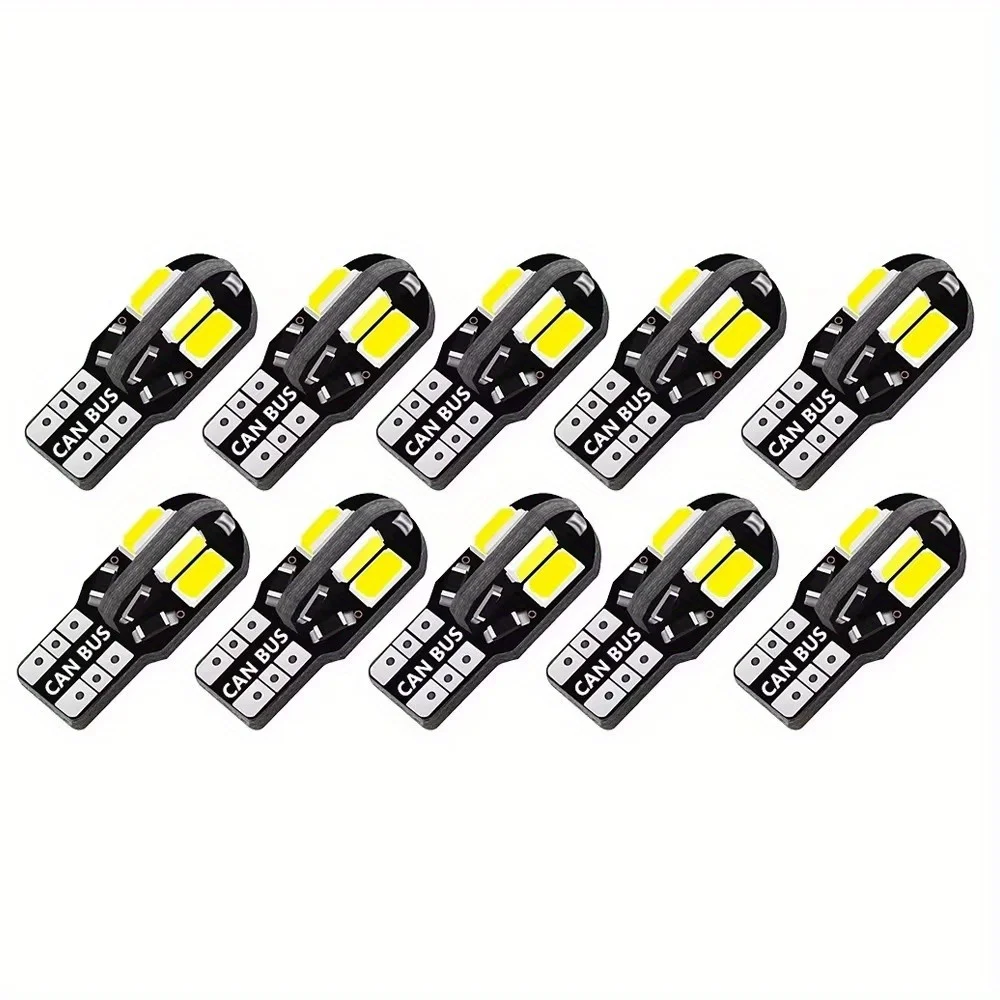 10PCS W5W T10 LED CANBUS No Error 12V 2W 600Lm Super Bright Car Interior Side Light 194 3030 SMD Auto Bulb White Amber Red