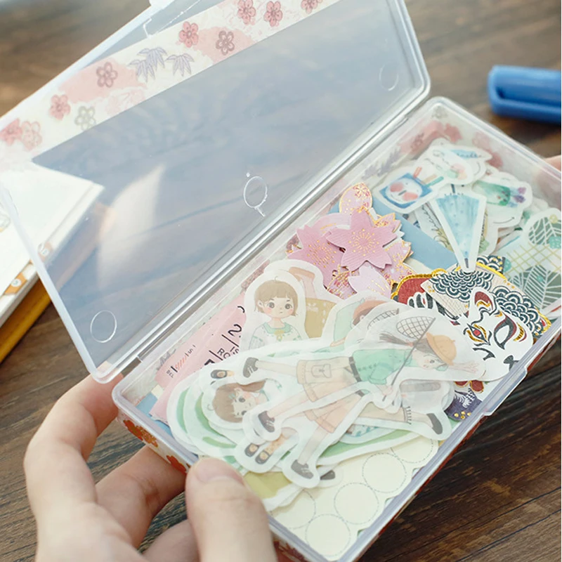 1 PC Transparente Kunststoff-Aufbewahrungsbox Organizer Aufkleberbox Desktop-Behälter Klebeband-Aufkleberbox Werkzeugkoffer Schreibwaren – Detail 4