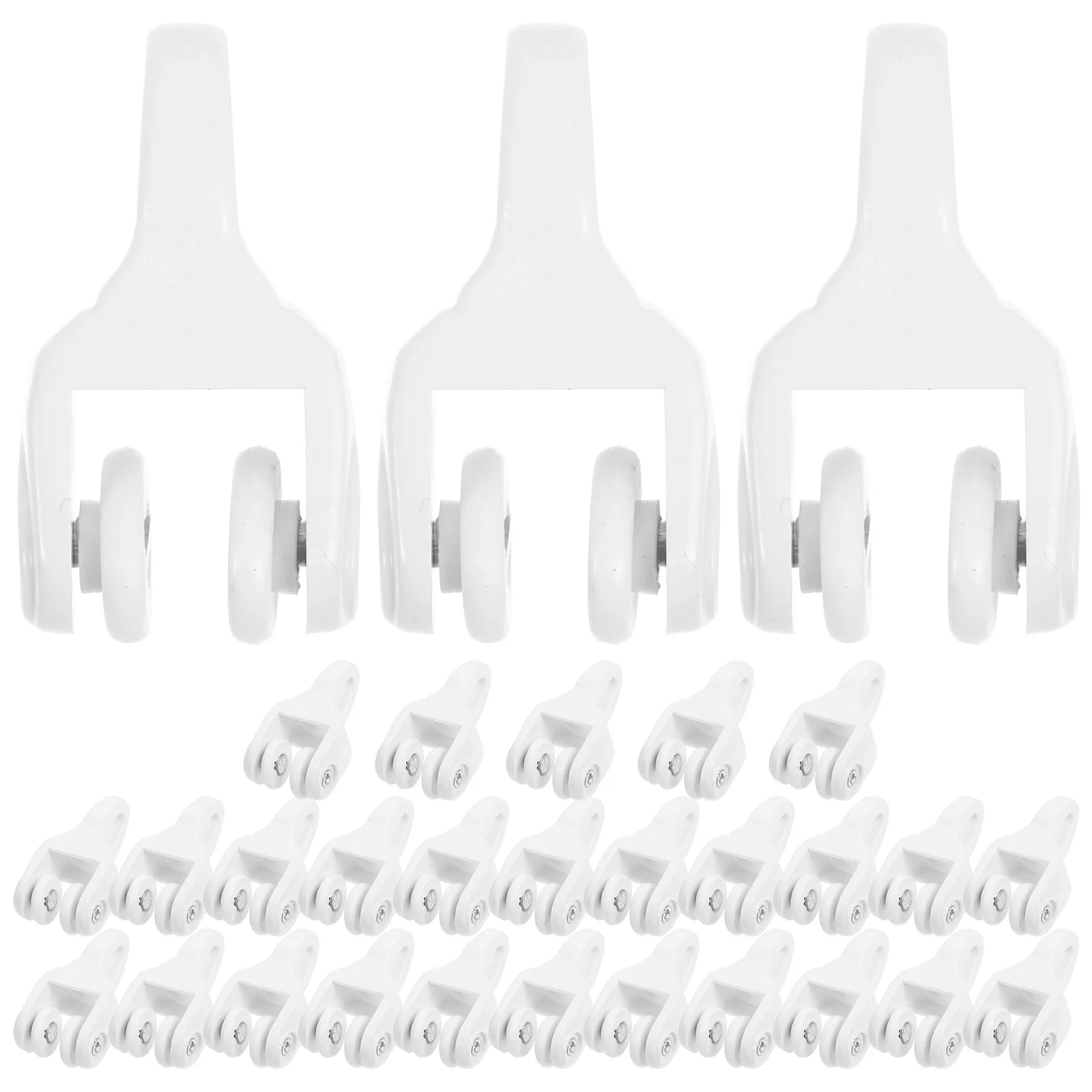 

30pcs Silent Roller Curtain Track Accessories Smooth Gliding Heavy Duty Pvc Plastic Wheels Pulleys Hooks For Ceiling