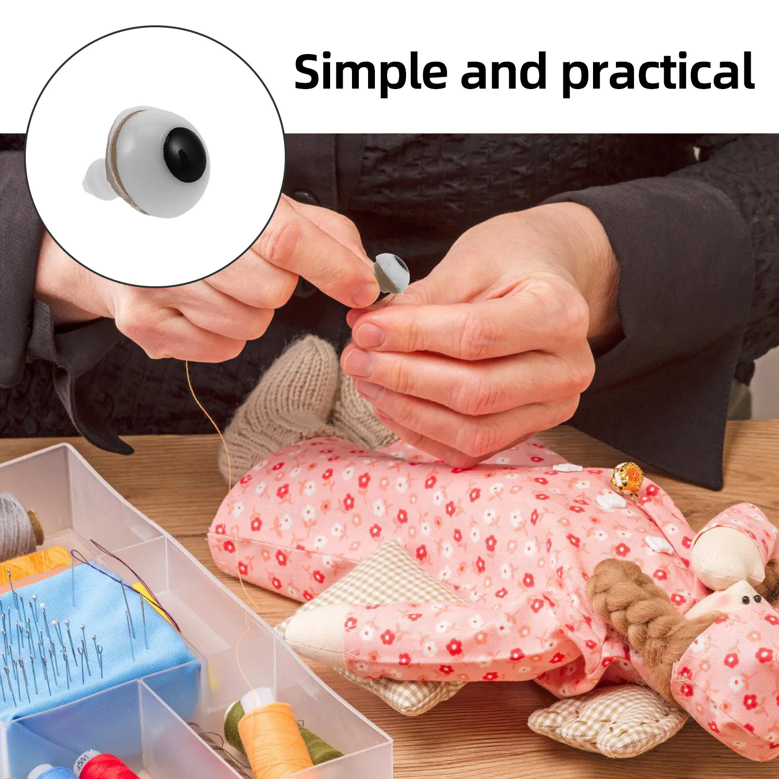 

50Pcs Plastic Animal Safety Eyes White 10Mm Threaded Shank for Crochet Stuffed Animals Crafts DIY Projects for Crafts