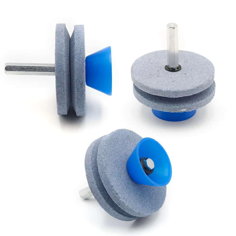 1pc lawn mower sharpener blue double-layer grinding stone wind power lawn mower grinding head power tool accessories
