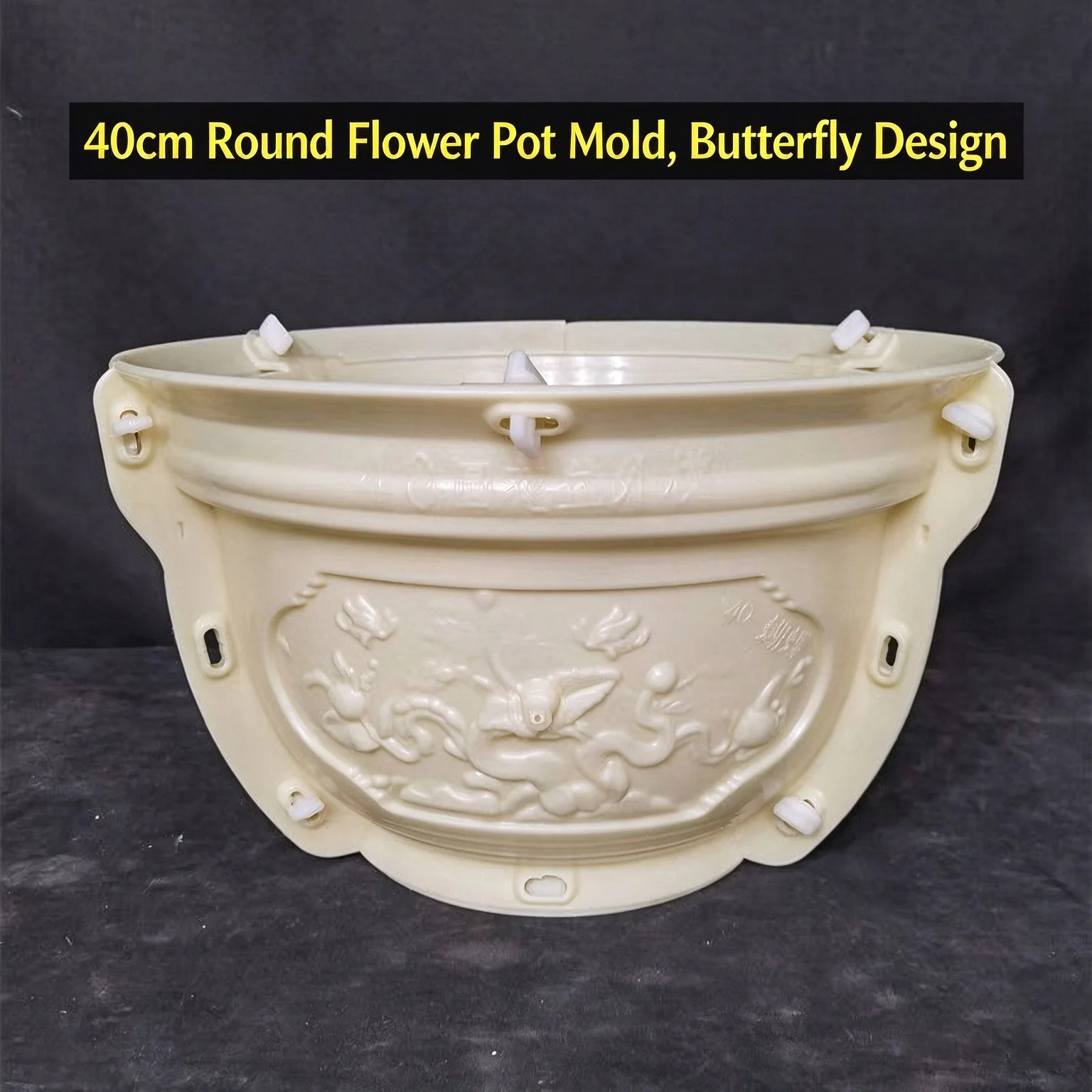 40cm Round Butterfly Flower Pot Mold ABS Plastic Cement Planter Mould DIY Garden Concrete Flower Pot Mould for Outdoor Decoratio