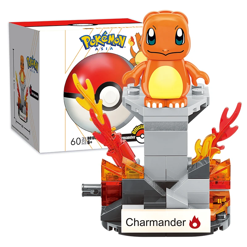 Pokemon Mini Pikachu-Claw Crane Building Blocks Charizard Pikachu Squirtle Bulbasaur Assembly Model Educational Kid Toy For Gift