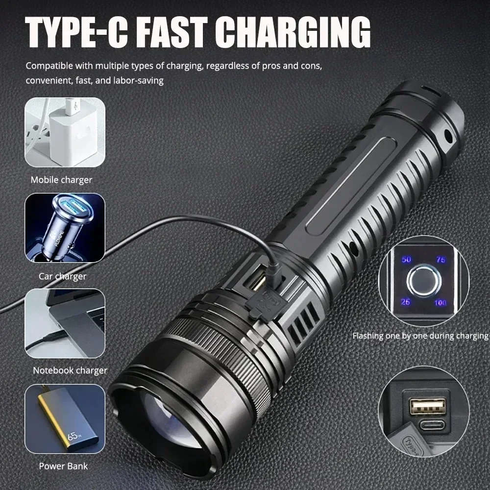 15000mah Built-in Battery 1000W Most Powerful Led Flashlights Tactical Flash Light Emergency Spotlights  Holiday Gifts