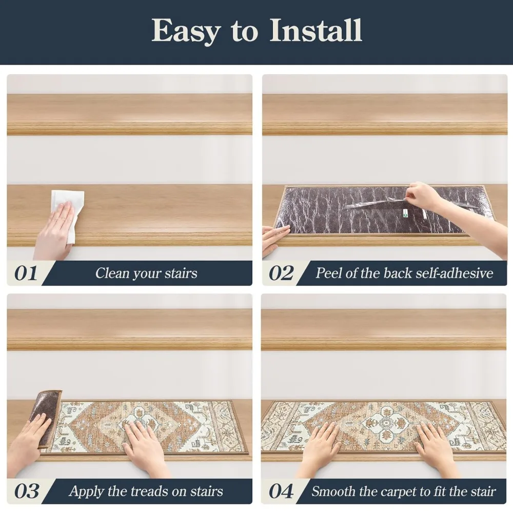 Anti SLIP 15 ชิ้นชุด 8 นิ้ว X 30 นิ้วบันได,ล้างทําความสะอาดได้ Self-กาวบันได Treads, anti Fouling บันไดพรม