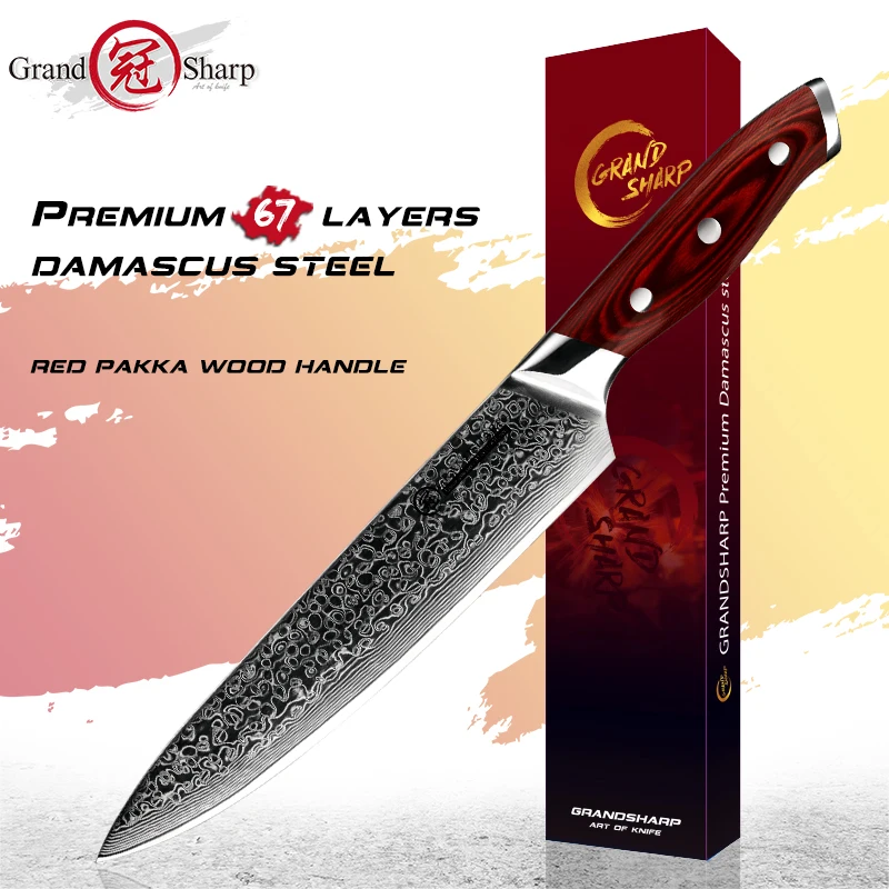 

Damascus kitchen knives AUS-10 Japanese steel Damascus chef knife cooking tools stainless steel 67 layers Professional Butcher