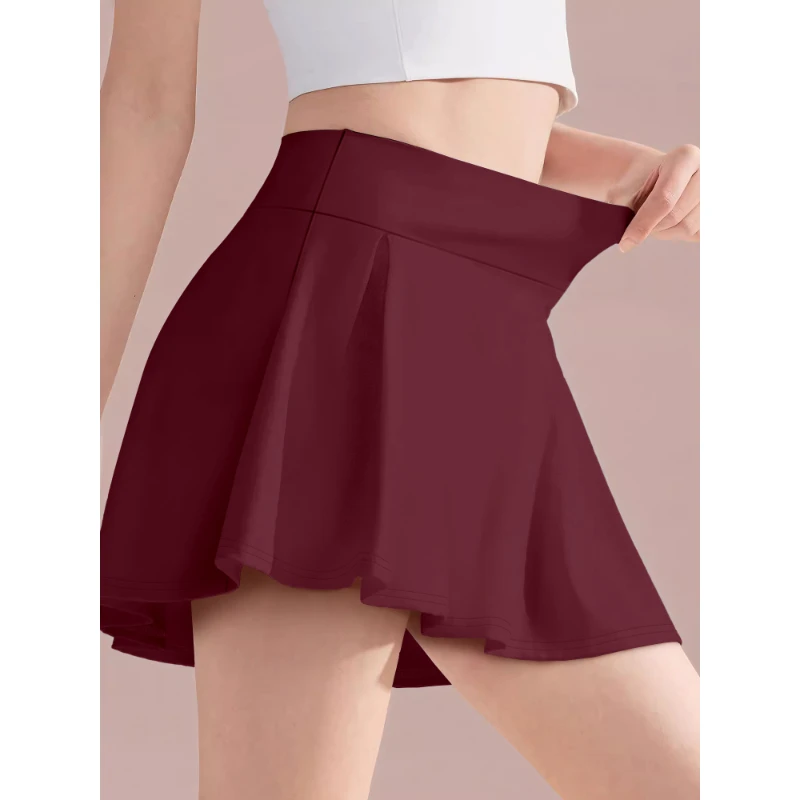 Falda de mujer Estilo deportivo Falda de seda de leche Falda plisada de color sólido versátil y cómoda Diseño de doble capa
