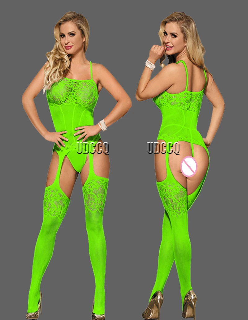 Lingerie woman Babydoll Catsuit Underwear Chemises Teddies garters Costume sleepwea Miniskirt fluorescent green sexy dress