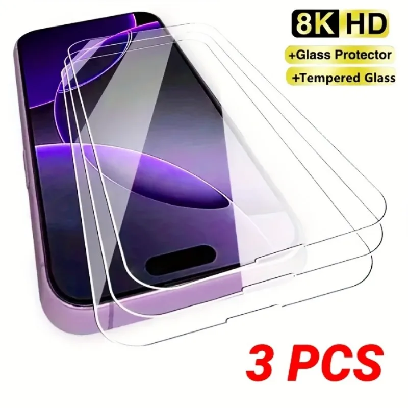 3 قطعة غطاء كامل الزجاج المقسى حامي الشاشة آيفون 17 16 15 14 13 12 11 برو ماكس 16 15 14 زائد 13 12 Mini 16e الهواء الزجاج #1