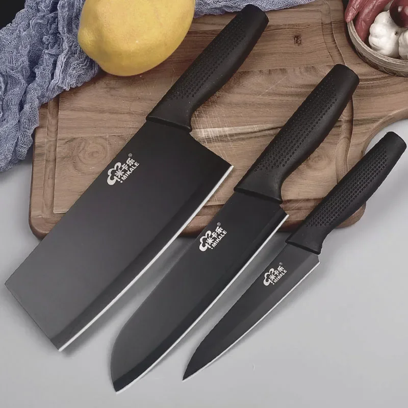 4Cr14mov Stainless Steel Kitchen Knife Sets Non-Stick Kitchen Chef Knives Set Nakiri Santoku Paring Knife 3 Pcs Set Cooking Tool