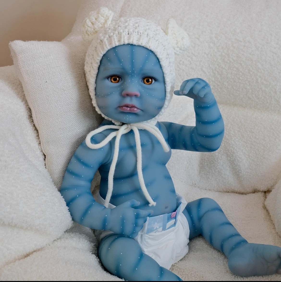 

19" Lifelike LouLou Awake Avatar Reborn Baby Doll - Navy Blue Hand-Painted , An Ideal Birthday Gift for Children