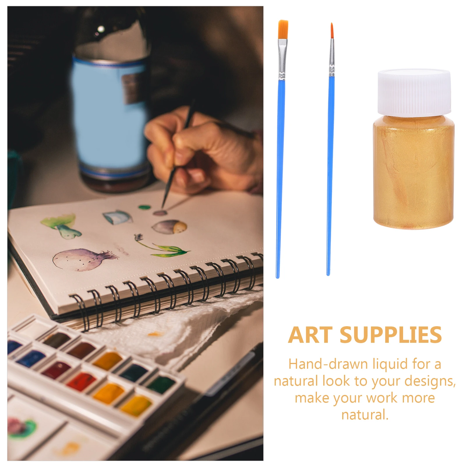 

1 Set Of Gold Metallic Paint For Art Diy Liquid Painting Pigments Accessories Gold Powder Supplies Vibrant Long-Lasting Colors