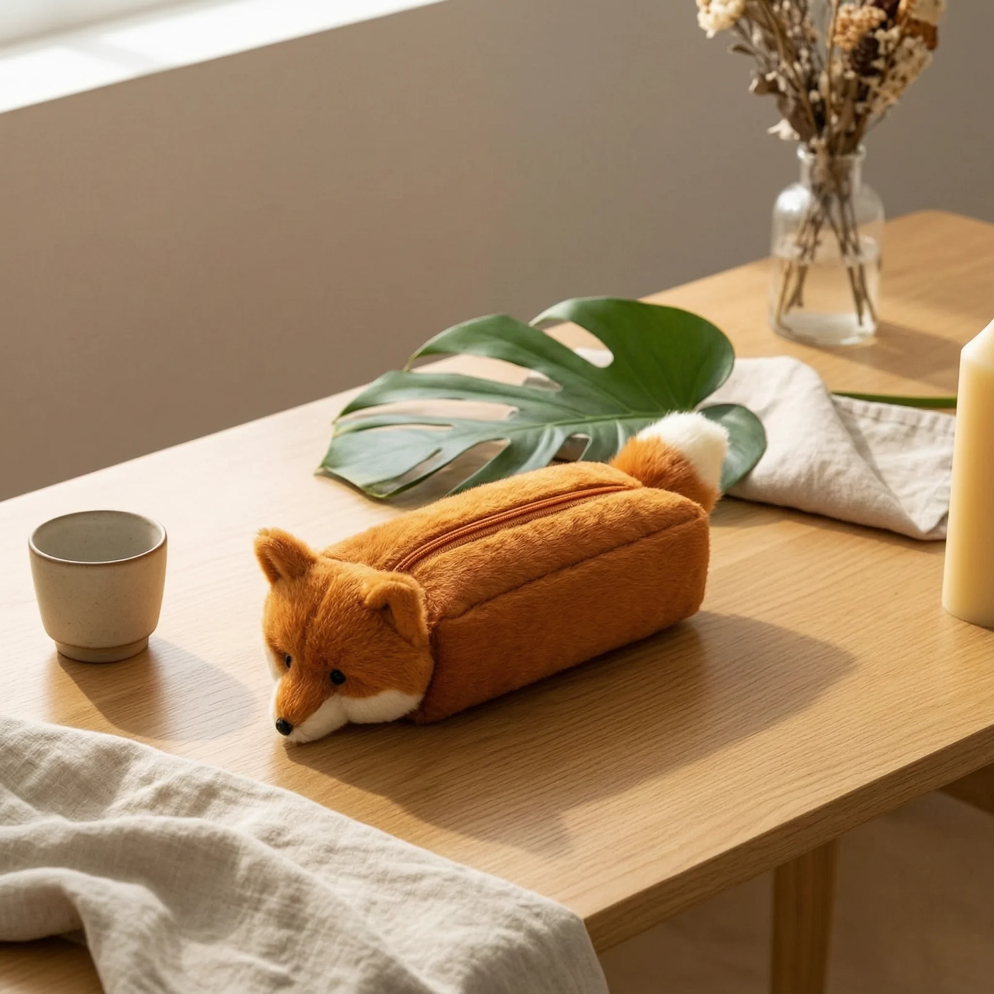 

Animal Writing Instrument Case Faux Faux Hair Fuzzy Animal Case Stationery Soft Feel School Supply Easy to Clean