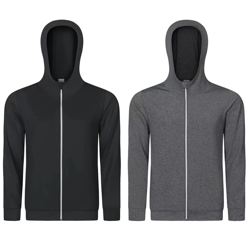 1pcs Men's Zipper Hoodies Spring Autumn Long Sleeve Hooded Sweatshirt Thin Quick-dry Casual Males Sport Training Fitness Clothes