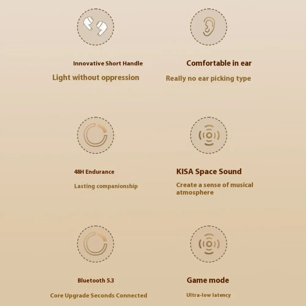 

Touch Control Wireless Headset Low Latency Noise Reduction Bluetooth Headphone HD Call Waterproof Bluetooth Earbuds