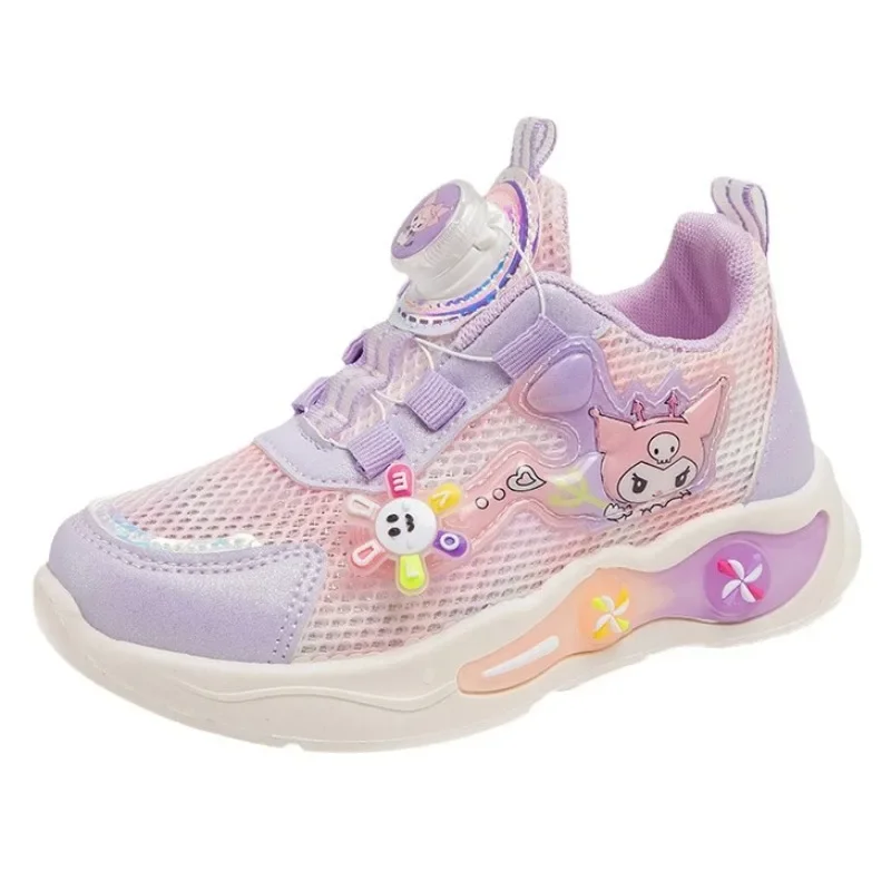 Kawaii Anime Sanrio Kuromi Rotating Button Casual Shoes Cute Cartoon Ins Fashion Sports Children Sneakers Gifts for Kids