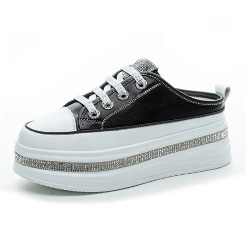 

Роскошные женские кроссовки на платформе из натуральной кожи, осенние ботинки на танкетке, повседневная вулканизированная обувь, женские спортивные белые тапочки на толстой подошве