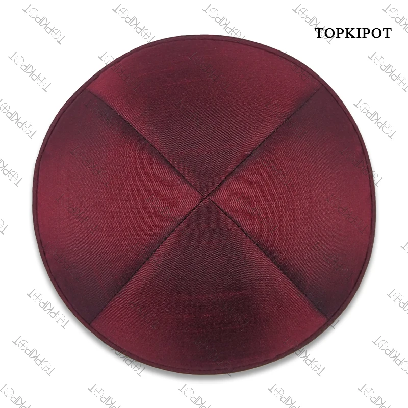 Burgundy linen Factory Kippa Custom Embroidery Velvet Kippot Bar Mitzvah Hat Judaica Yarmulke Daily Wear Jewish Kippah for Gift.
