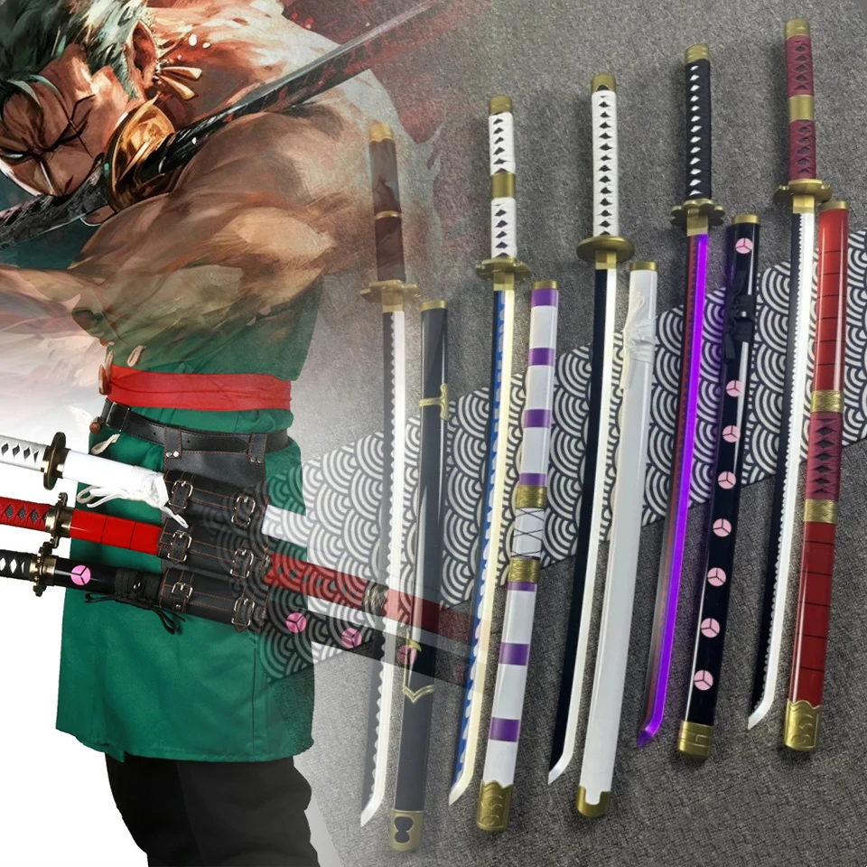 40 zoll Glow Roronoa Zoro Katana Ninja Messer Schwert Led Licht Anime Cosplay Echte Größe Japanische Katana Original Samurai Säbel geschenk