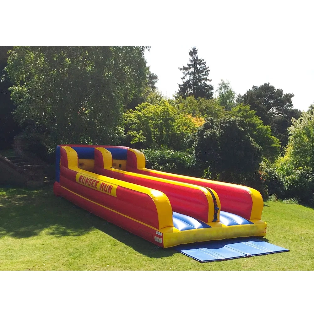 

Elastic Shooting Rugby Ball Inflatable Rugby Bungee Run Game for Sale Dual lane Bungee Run Passing