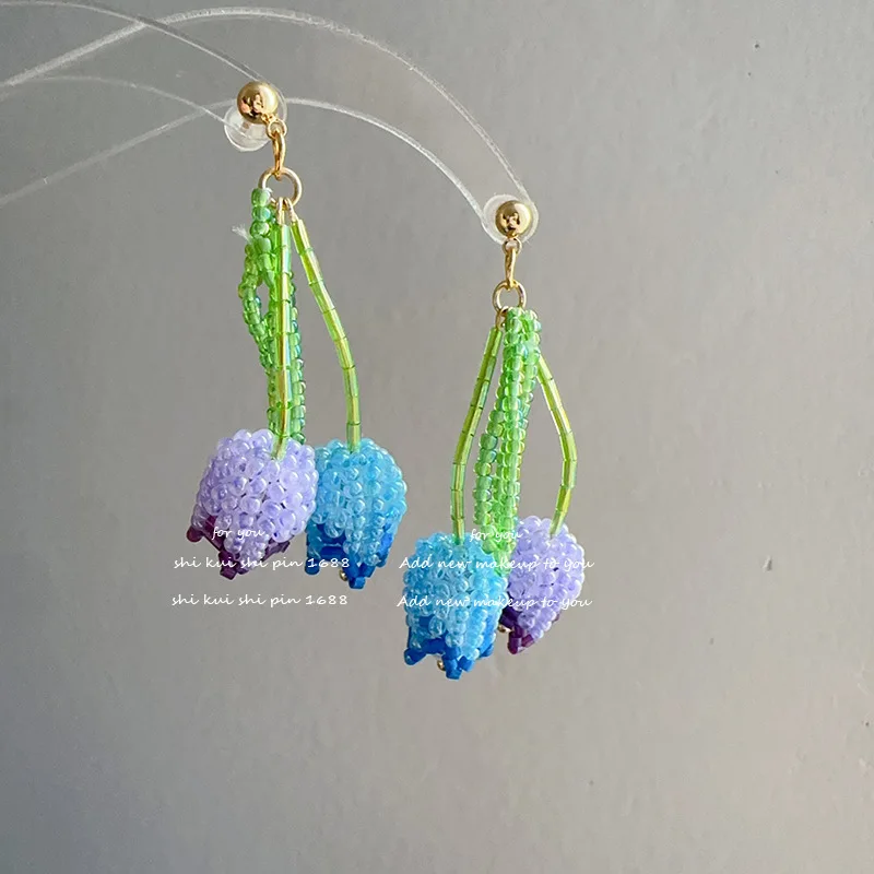 Macaron color rice bead earrings