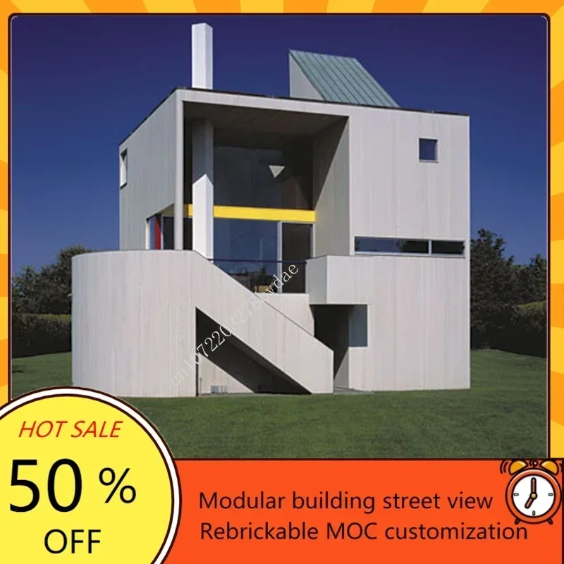 745PCS Gwathmey House Modular MOC Creative street view Model Building Blocks Architecture DIY Education Assembly Model Toys Gift