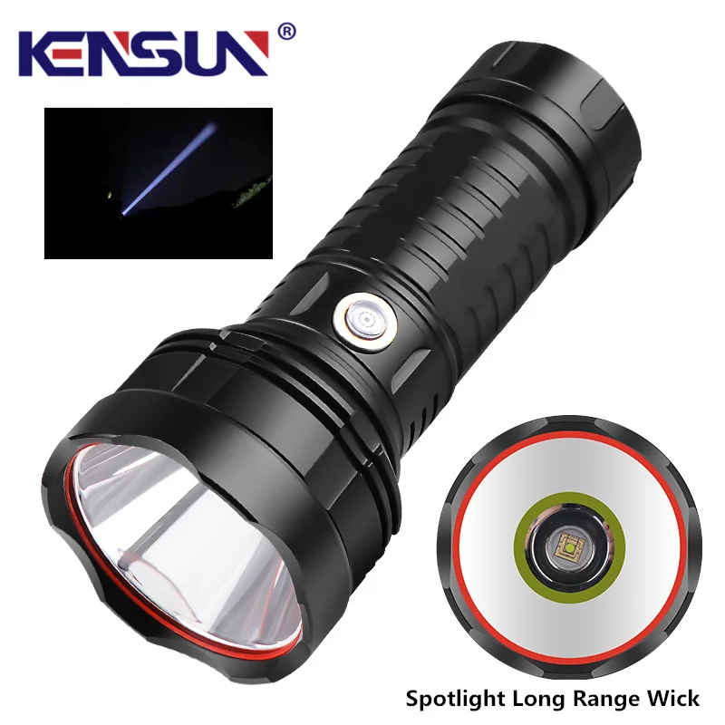 Powerful Long Range LED Flashlight Reflective Cup Zoom Metal Switch Outdoor Camping Lamp Strong Light Flashlight