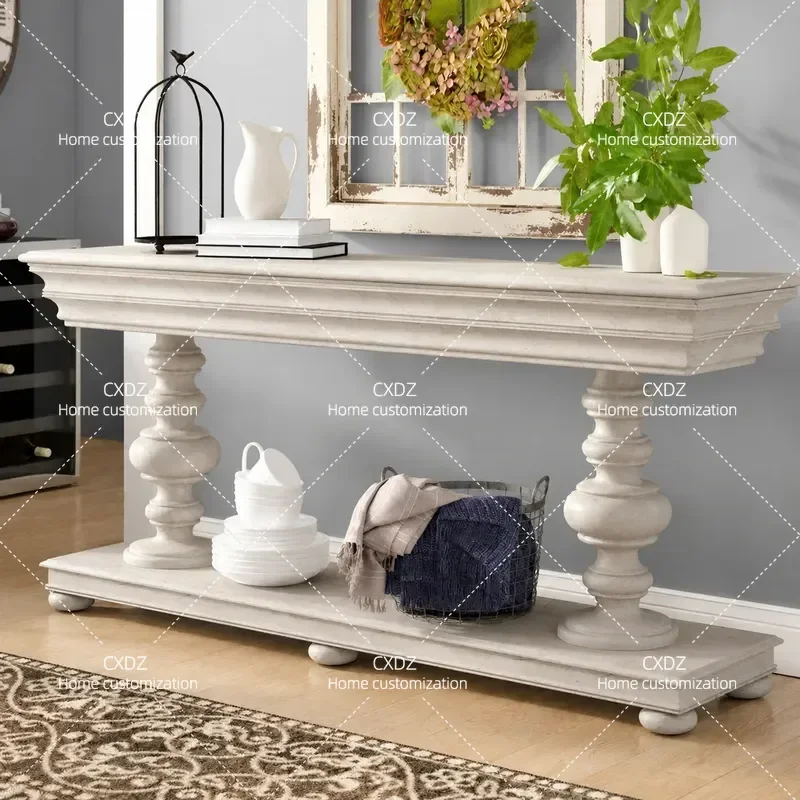 Rural Solid Wood Entrance Cabinet Modern Decorative Locker Wall Mounted Console Table Living Room End View Table Storage