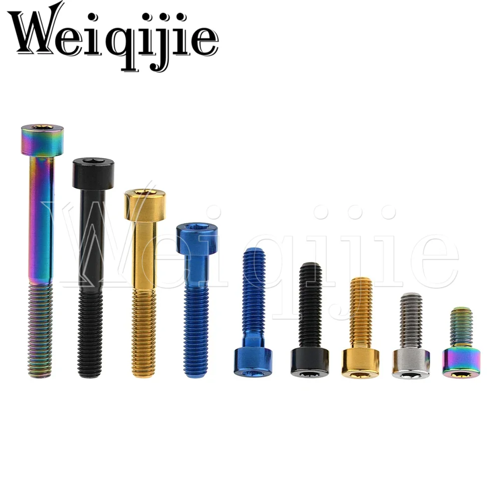 Weiqijie Titanium Bolt M7/M8x15 20 25 30 32 35 40 43 45 50 60 70mm Hexagon Screw for Bicycle Motorcycle Titanium Screw