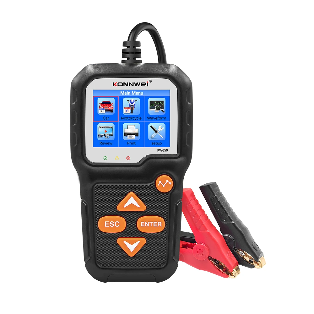 KONNWEI KW650 Car Battery Tester 6V 12V Motorcycle Car Auto Analyzer 100 to 2000 CCA Car Moto Cranking Charging Test Tool