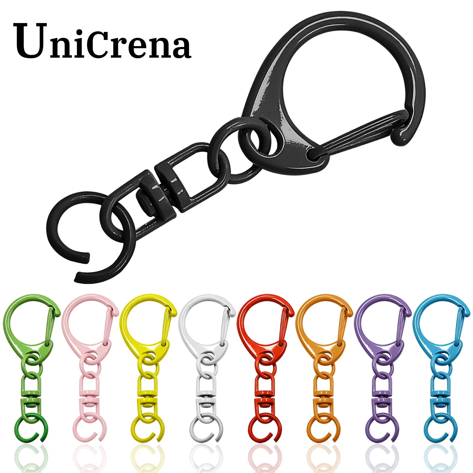 UniCrena Lobster Claw Clasp Keychain with Double Swivel & Jump Rings Baked Paint Colorful Keychain for DIY, Bag Charm, Backpack