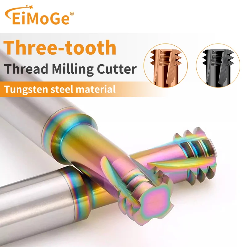 Fresa de Roscar de Carburo Sólido de Tres Filas EiMoGe CNC M1 M1.6 M2 M3 M4 M5 M6 M8 M10 M12 M14 M18