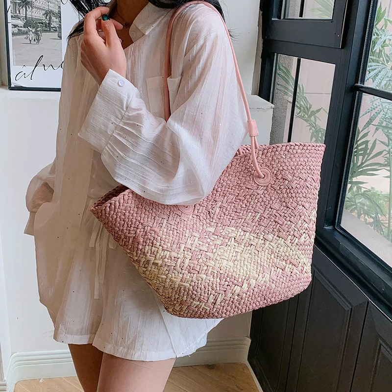 Casual Rattan Large Capacity Tote Designer Wicker Woven Women Handbags Summer Beach Bali Straw Bag Lady Travel Big Basket Purse - view 3