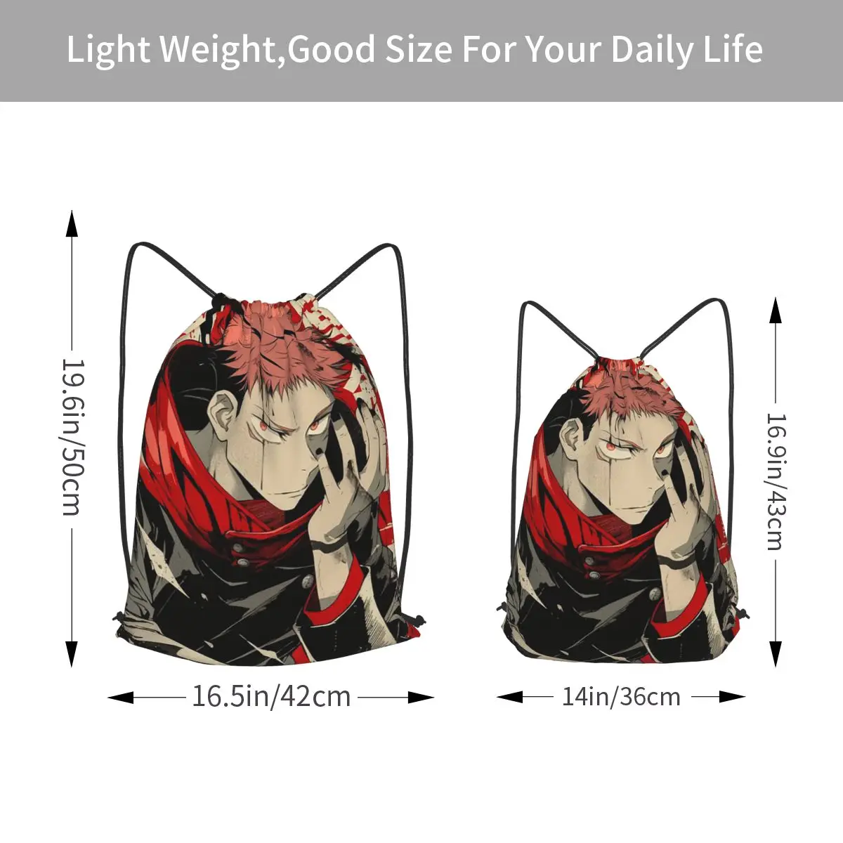 Ryomen Sukuna JJK Anime Jujutsu Kaisen Backpacks Portable Drawstring Bundle Pocket Storage Bag Book Bags for Travel School